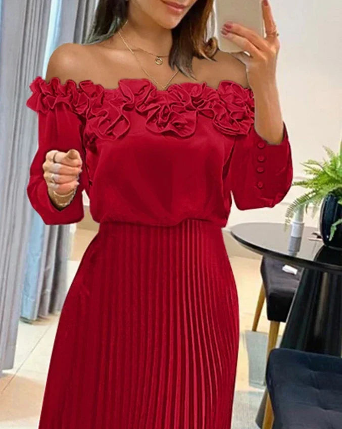 Damen trägerloses Maxikleid in Rot