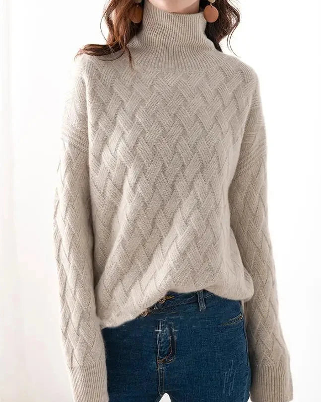 Damen Rollkragenpullover aus Wolle in lockerer Passform