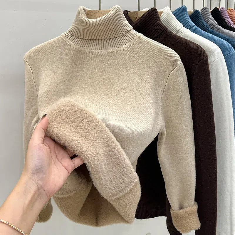 Damen figurbetonter Pullover mit Stehkragen