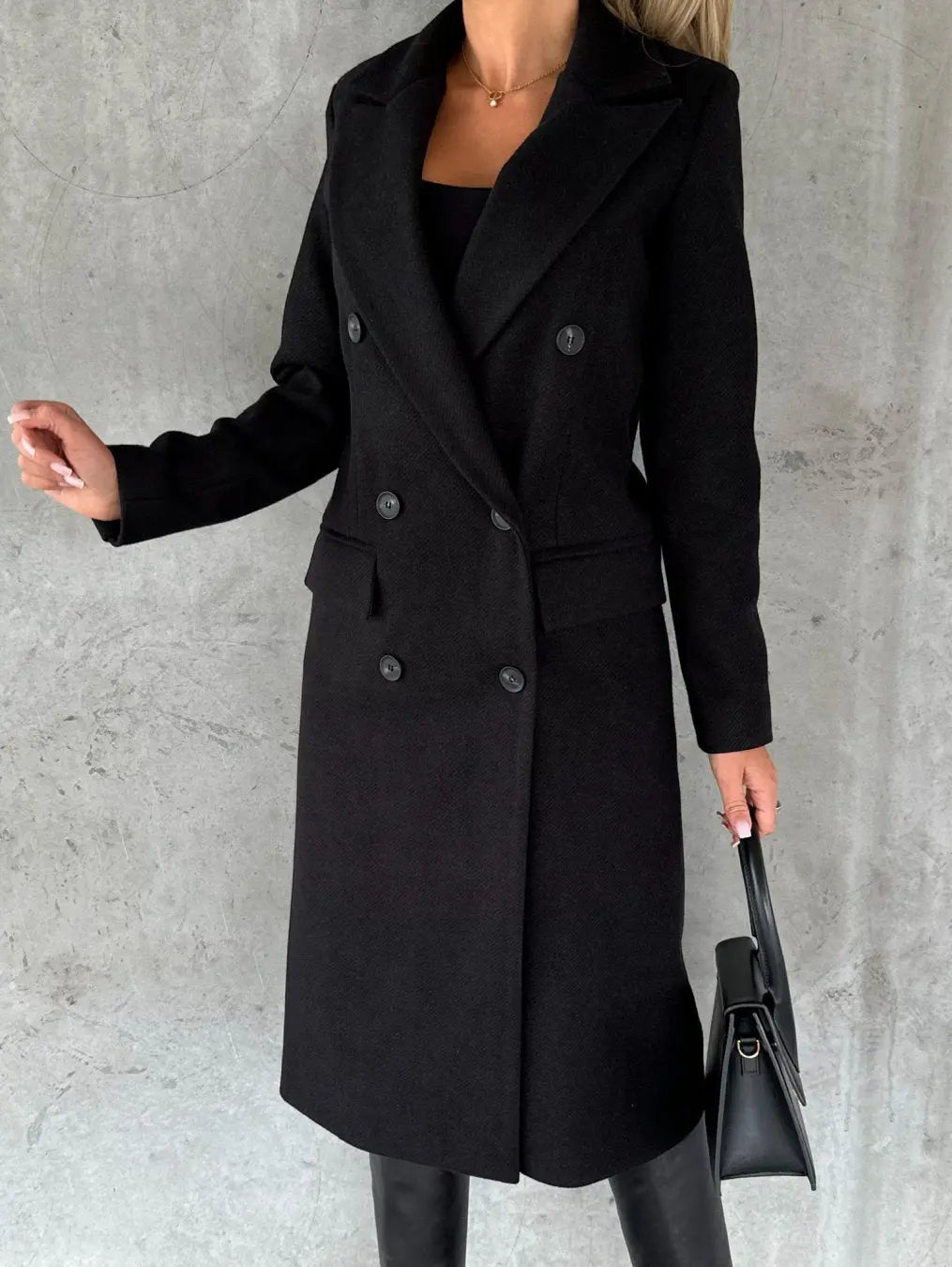 Damen langer Mantel mit tailliertem Schnitt