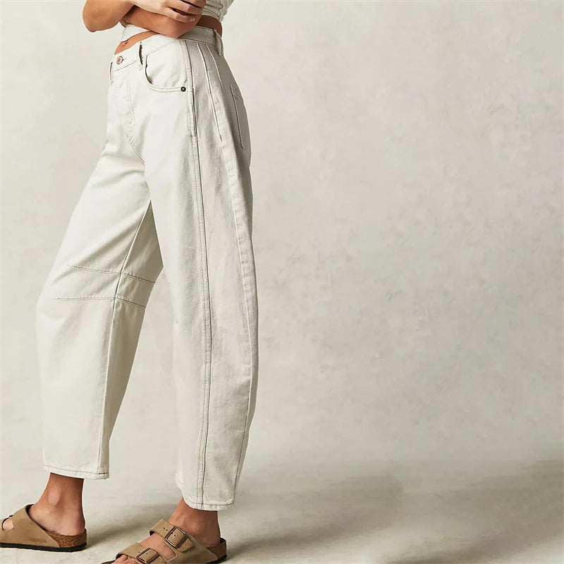 Damen Barrel-Leg-Jeans mit weitem Bein