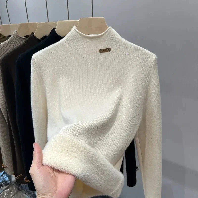 Damen warmer Pullover mit Stehkragen