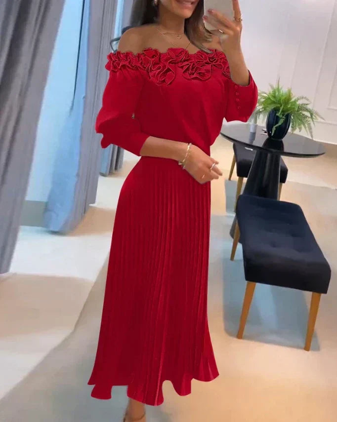 Damen trägerloses Maxikleid in Rot