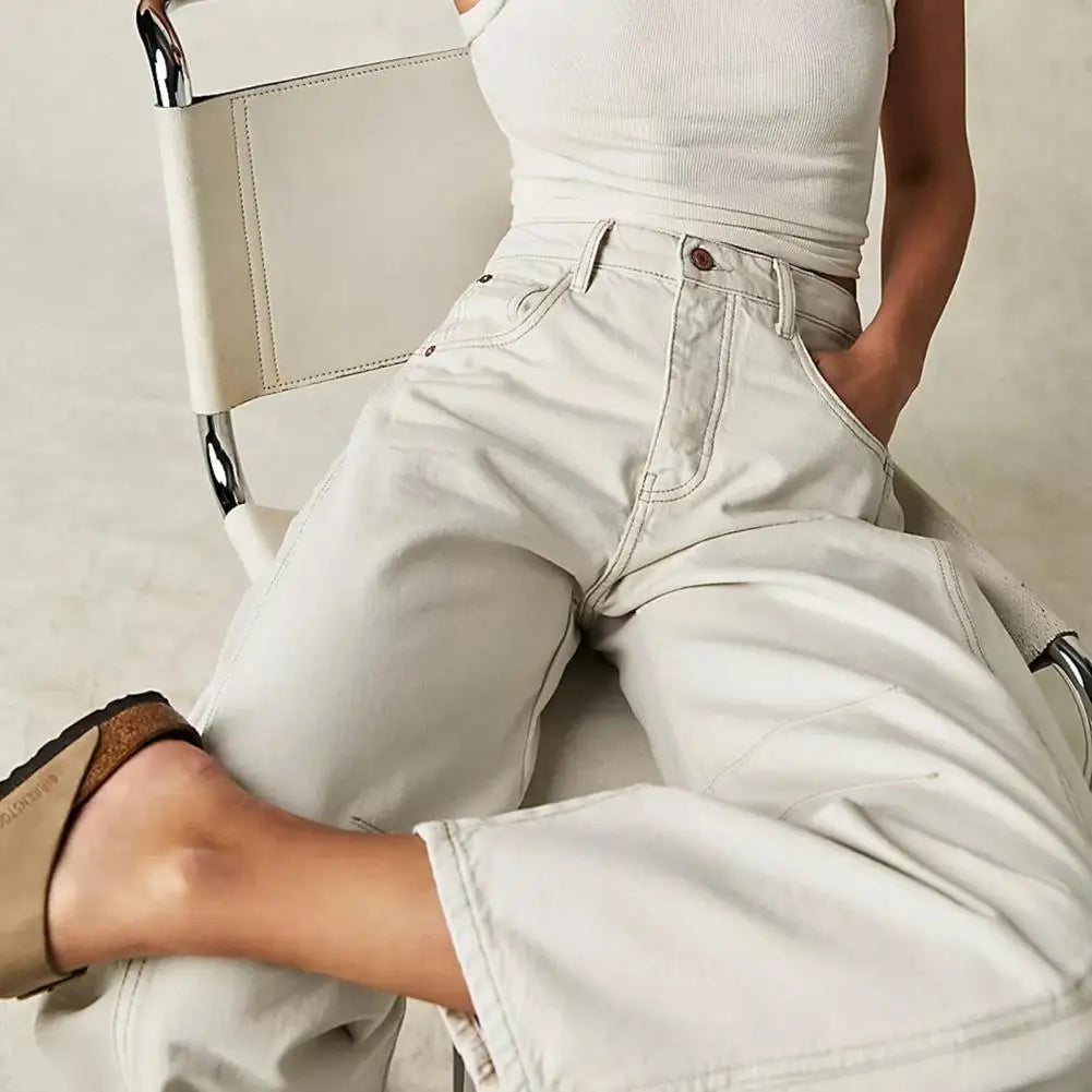 Damen Barrel-Leg-Jeans mit weitem Bein