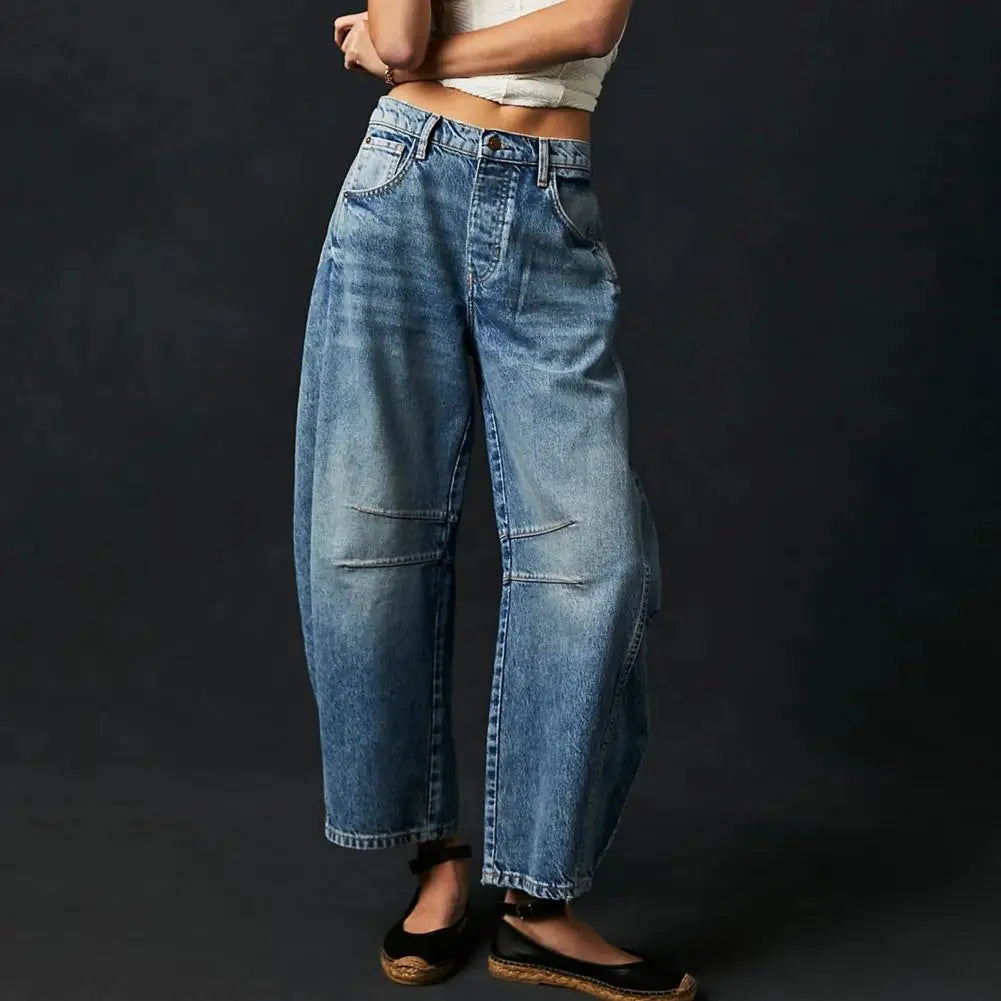Damen Barrel-Leg-Jeans mit weitem Bein