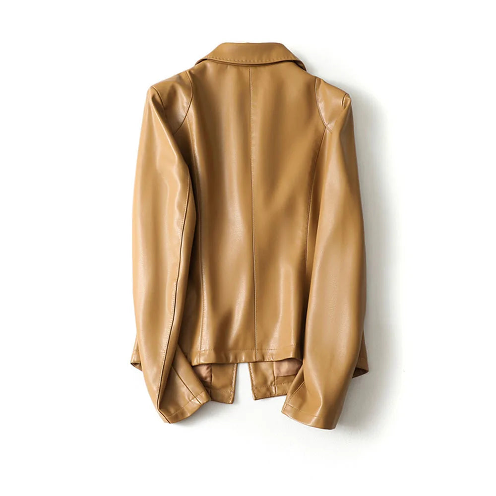 Damen Lammleder-Blazer mit Einzelknopf und Revers