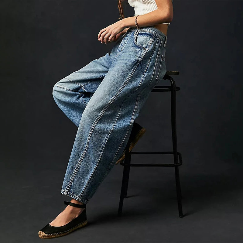Damen Barrel-Leg-Jeans mit weitem Bein