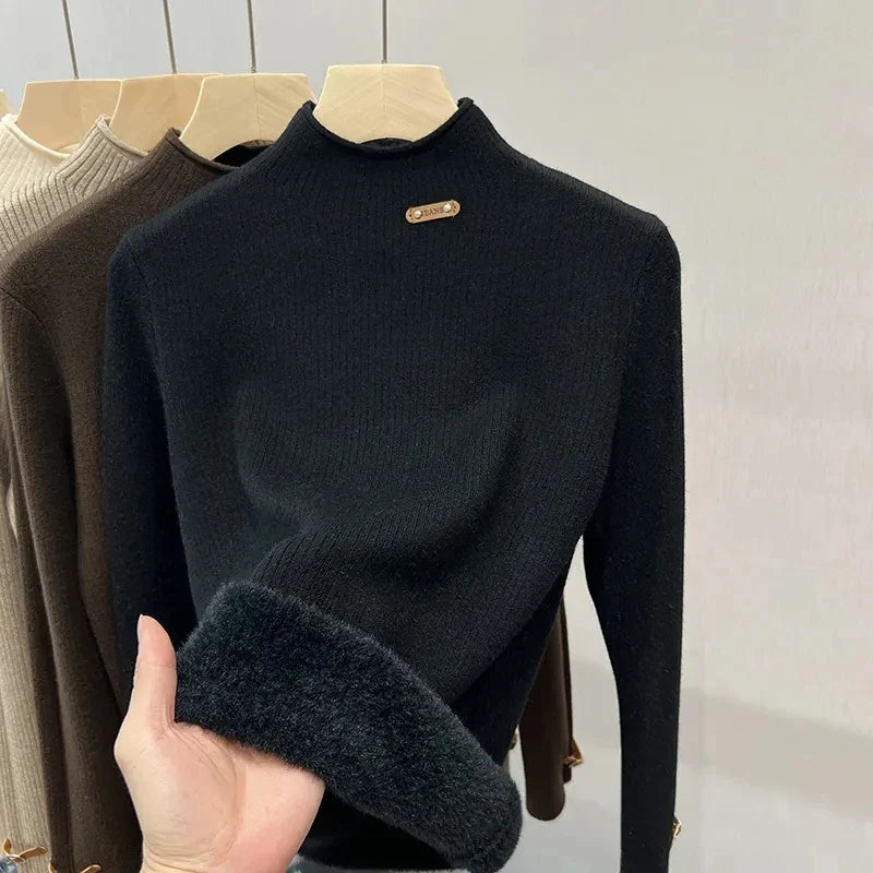 Damen warmer Pullover mit Stehkragen