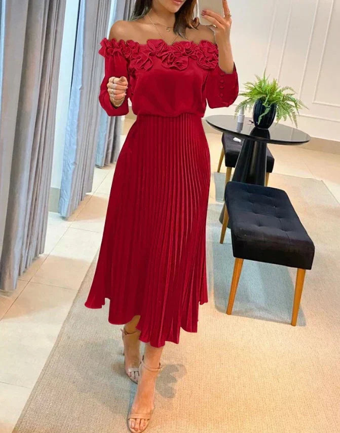 Damen trägerloses Maxikleid in Rot