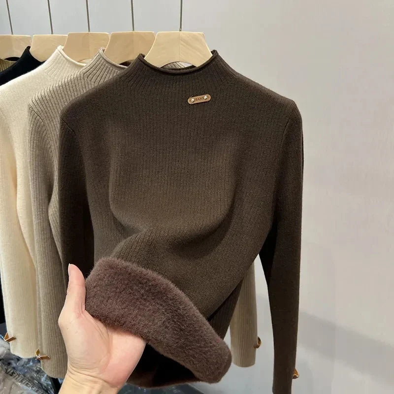 Damen warmer Pullover mit Stehkragen