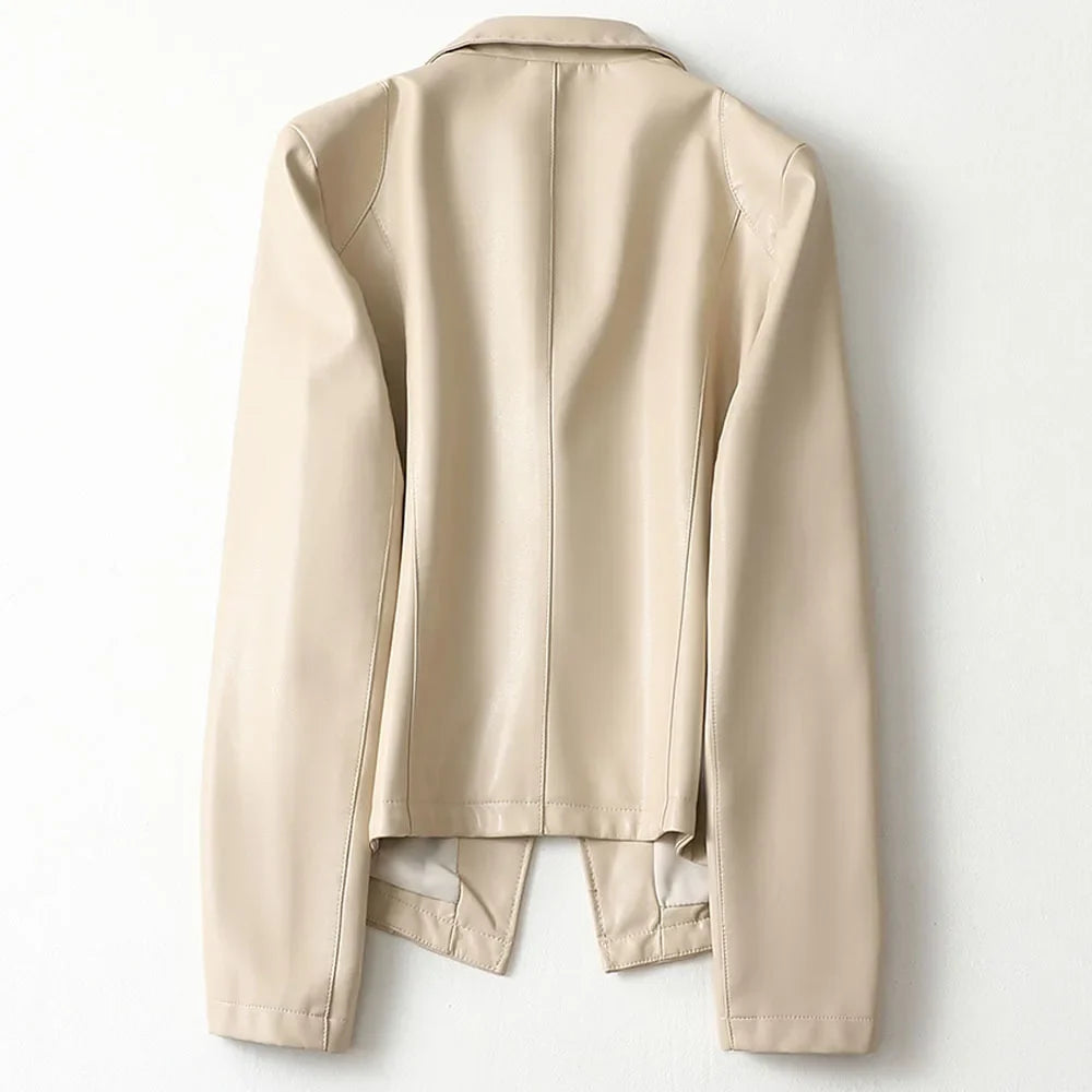 Damen Lammleder-Blazer mit Einzelknopf und Revers