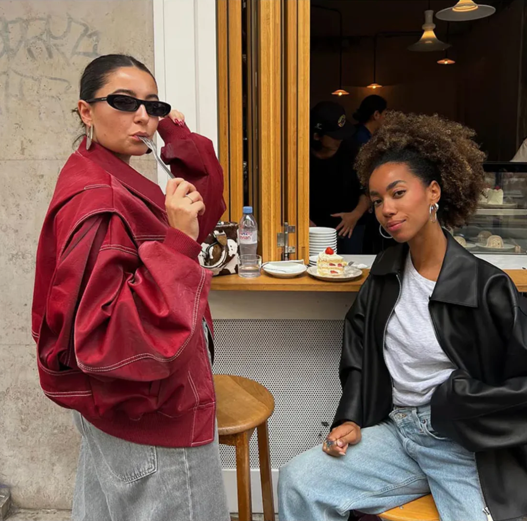 Damen Oversized Bomberjacke in Bordeaux