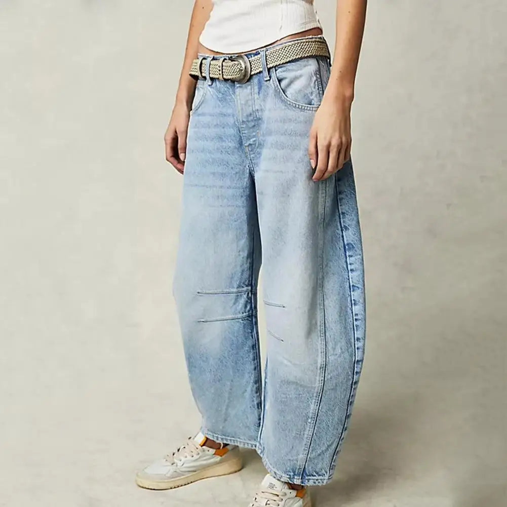 Damen Barrel-Leg-Jeans mit weitem Bein