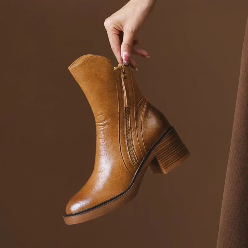 Damen Stiefeletten mit hohem Absatz und Reißverschluss