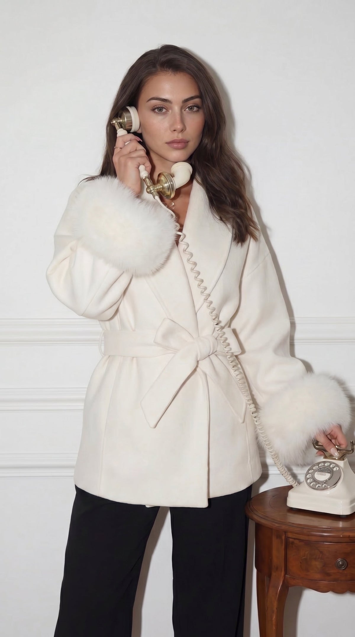 Damen Wickeljacke mit Schalkragen und Bindegürtel