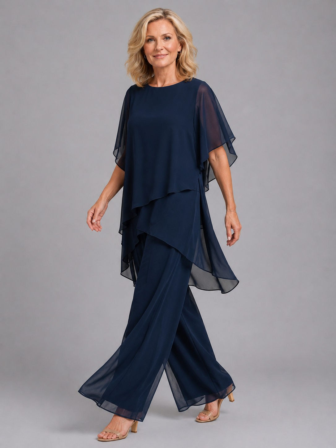 Damen Chiffon-Coord-Set Zweiteiler