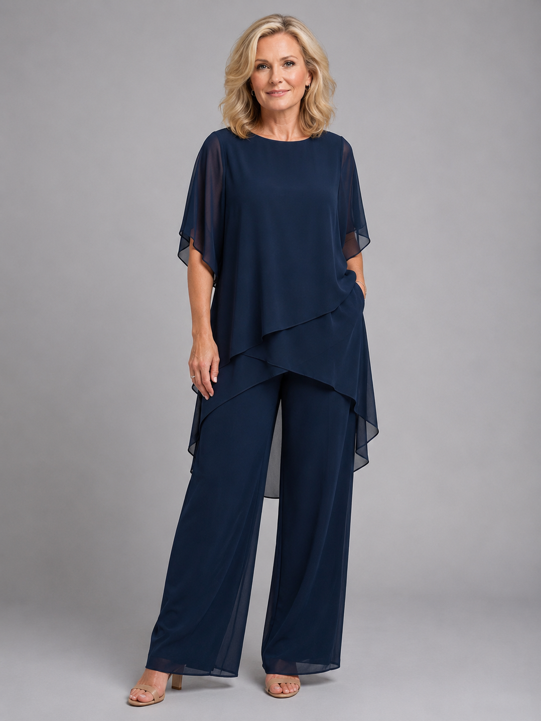 Damen Chiffon-Coord-Set Zweiteiler