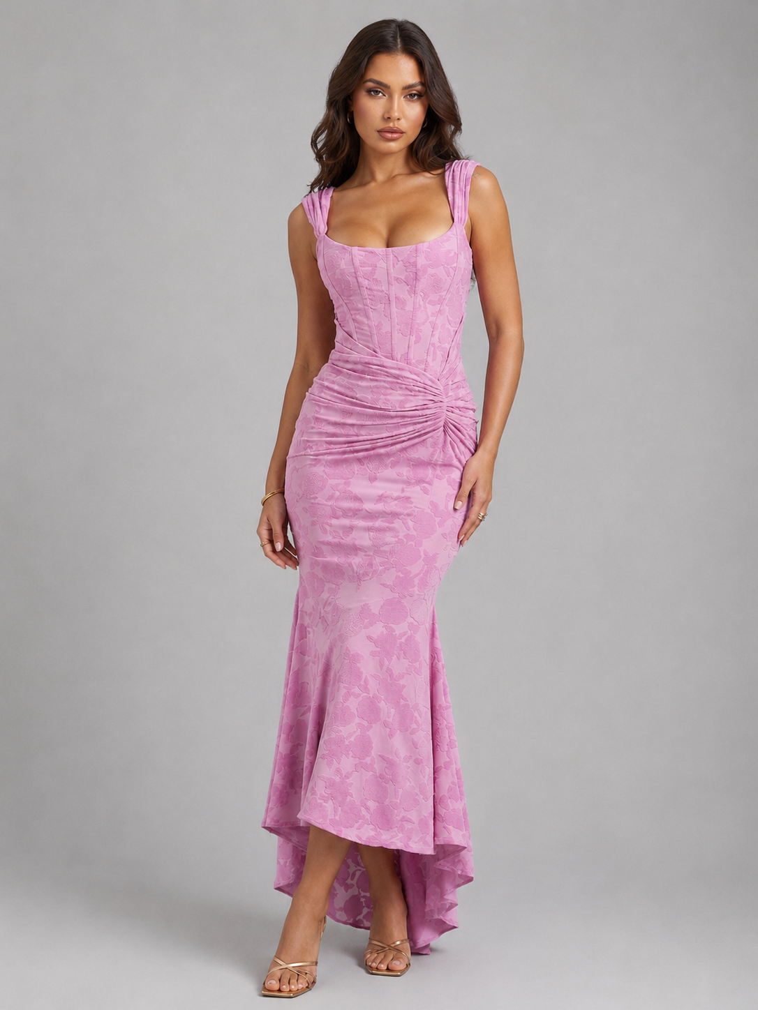 Damen Korsett-Maxikleid mit Blumenprint