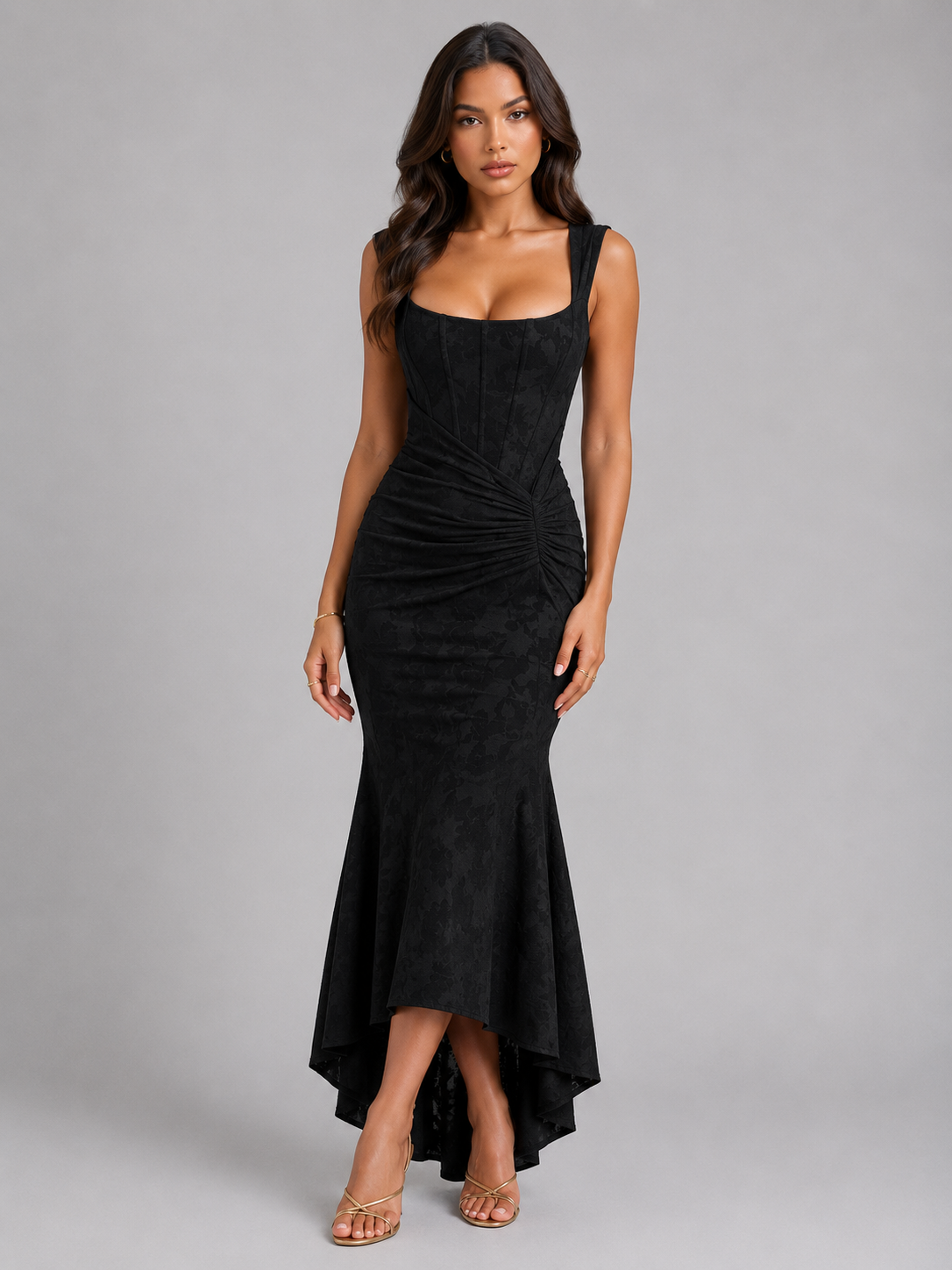 Damen Korsett-Maxikleid mit Blumenprint