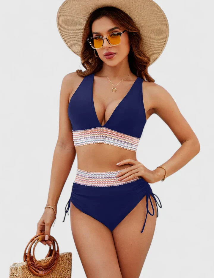 Damen Bikini-Set V-Ausschnitt Bauchkontrolle