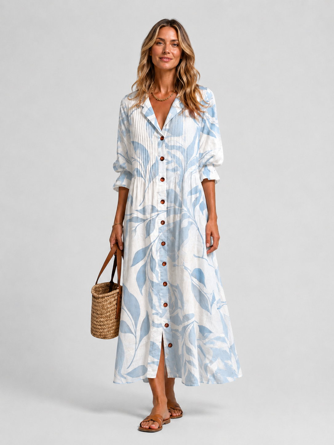 Damen Print Hemdblusenkleid