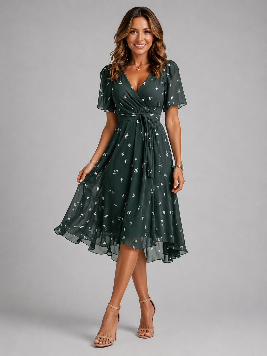 Damen Sommerkleid mit V-Ausschnitt