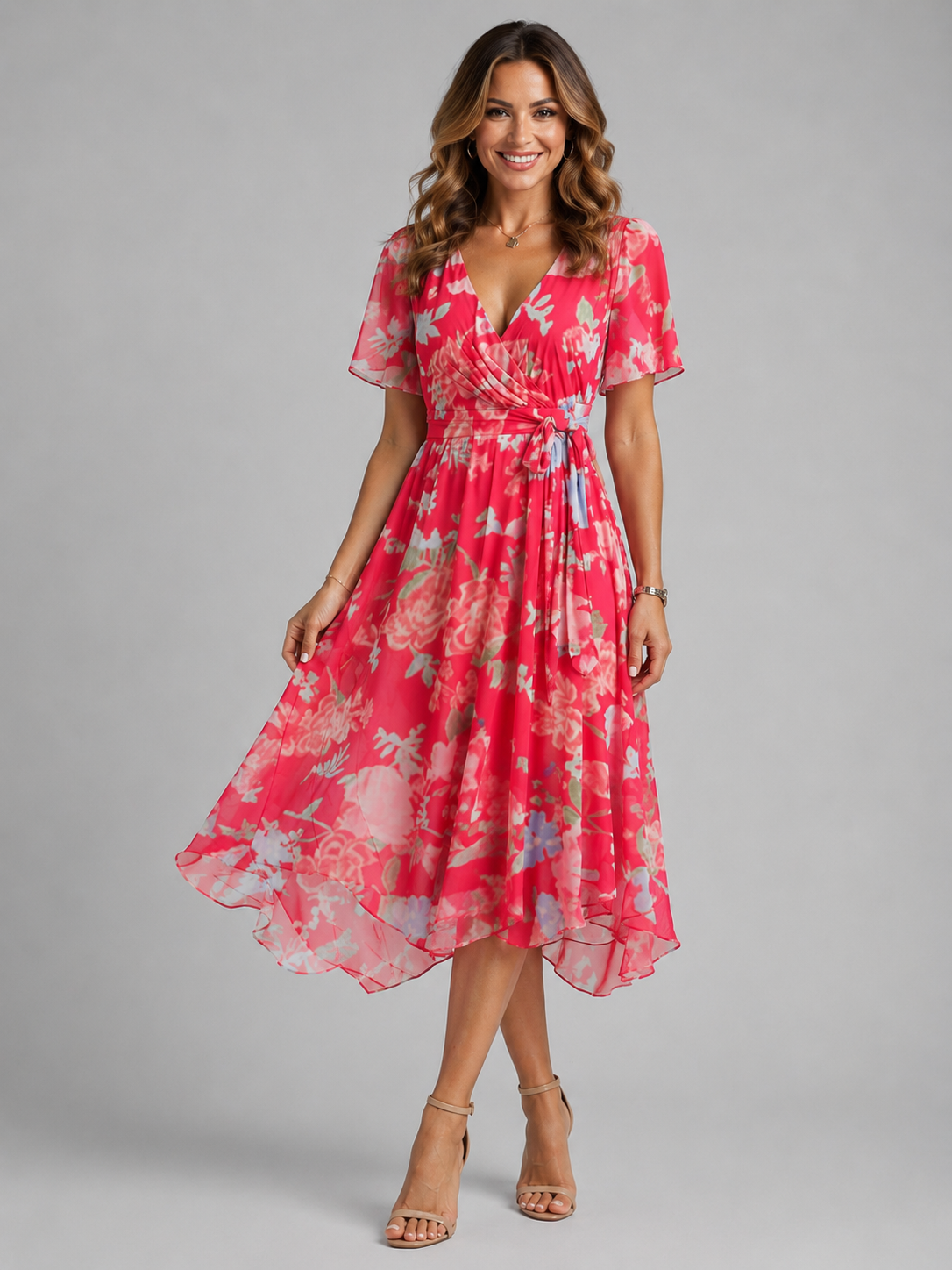 Damen Sommerkleid mit V-Ausschnitt