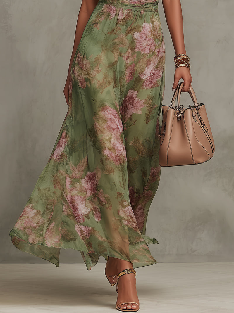 Damen Maxikleid Blumenprint Sommer
