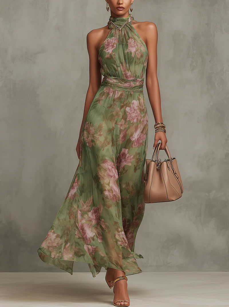 Damen Maxikleid Blumenprint Sommer