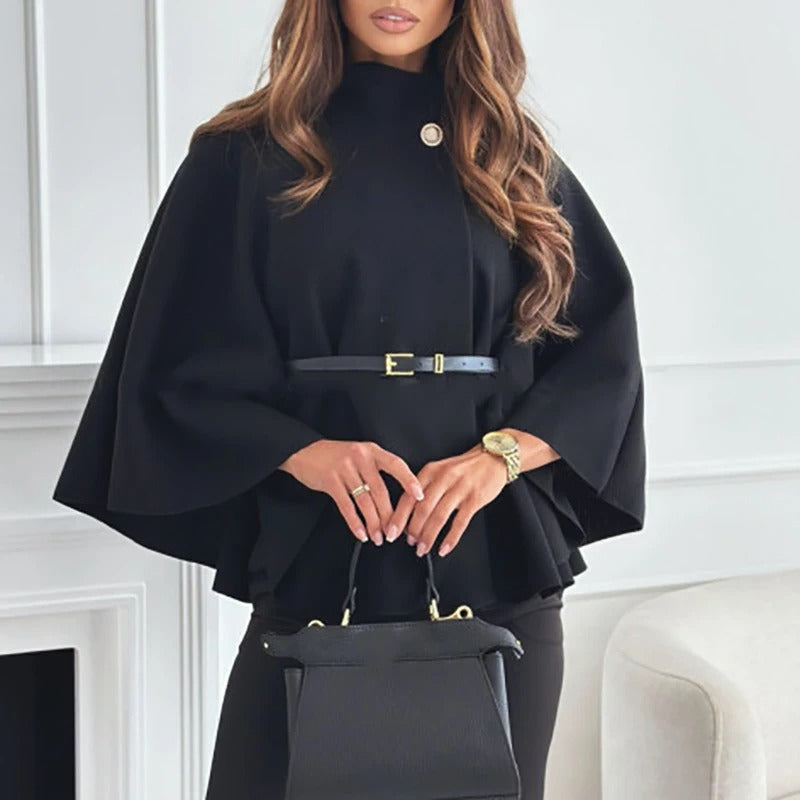 Damen Cape mit Gürtel und weiten Ärmeln