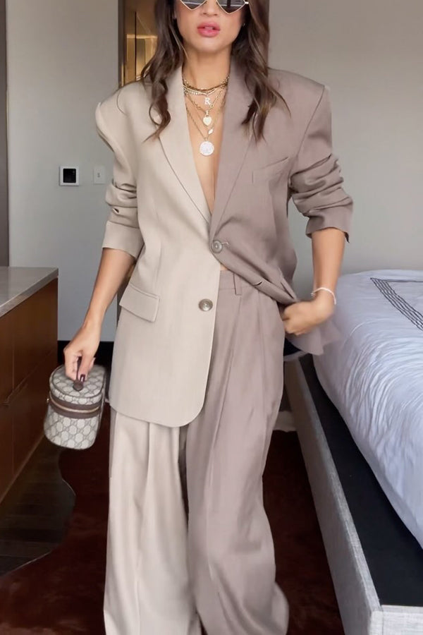 Damen Oversized-Blazer-Set mit Weitbein-Hose