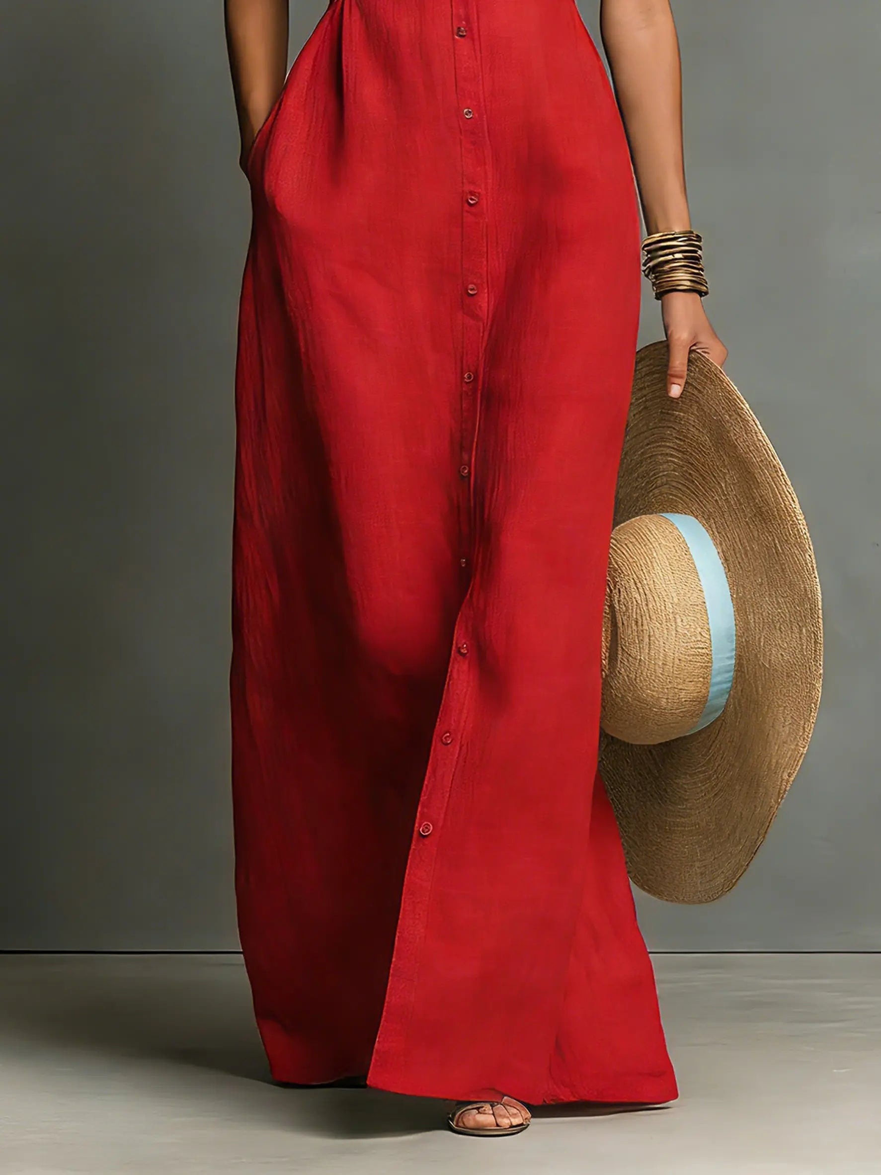 Damen Hemdblusen Maxikleid ärmellos