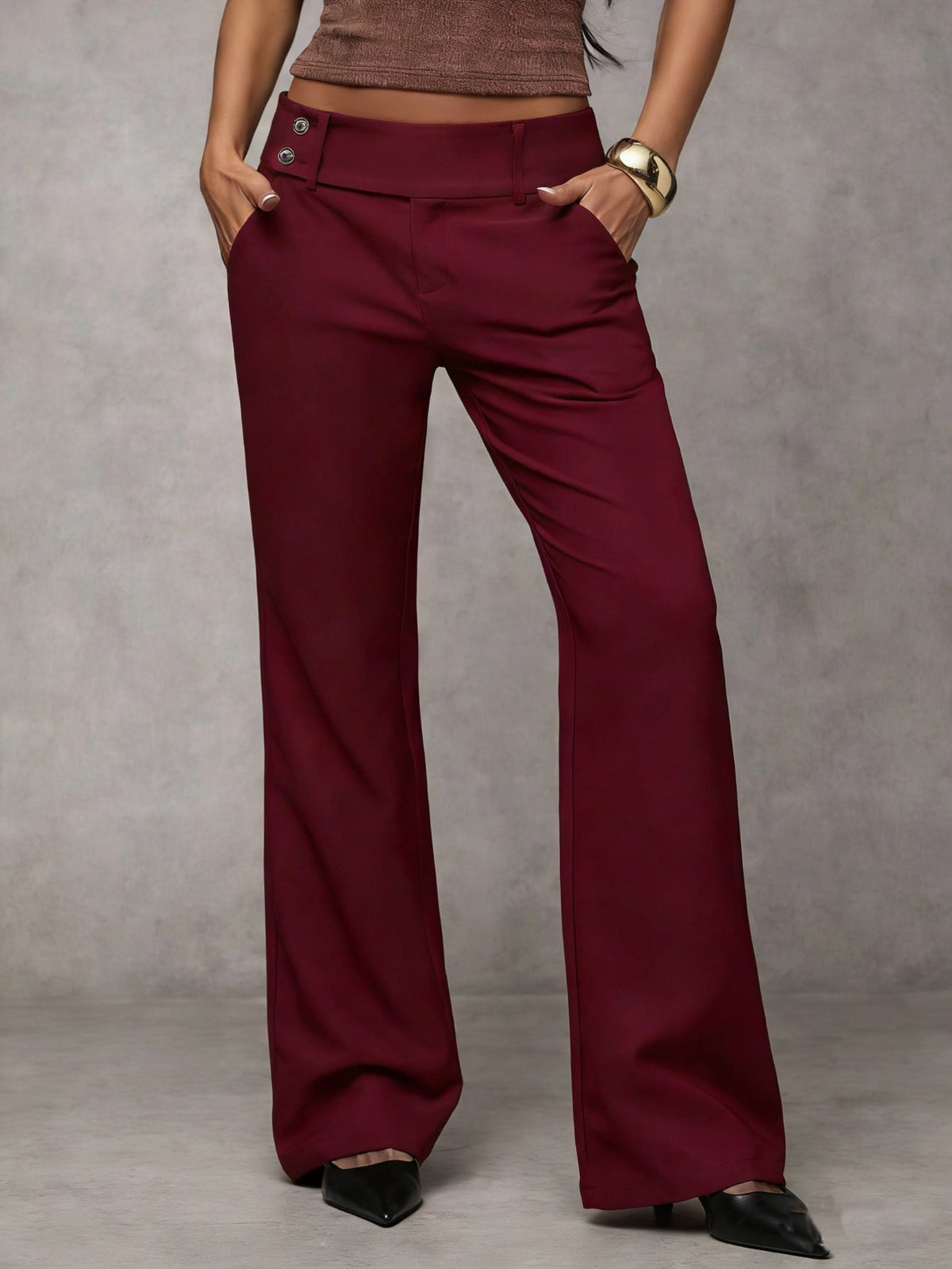 Damen hochtaillierte Hose mit geradem Bein