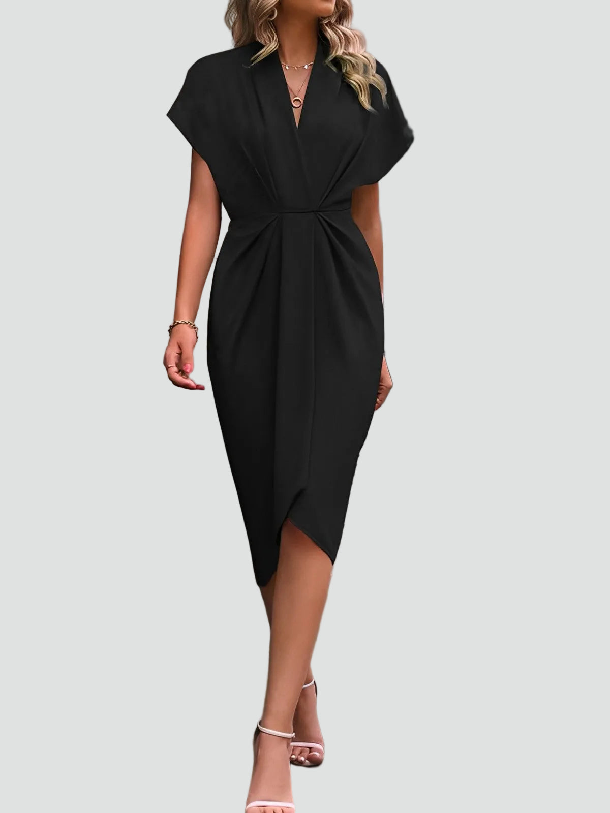 Damen Cocktailkleid midi figurbetont mit V-Ausschnitt