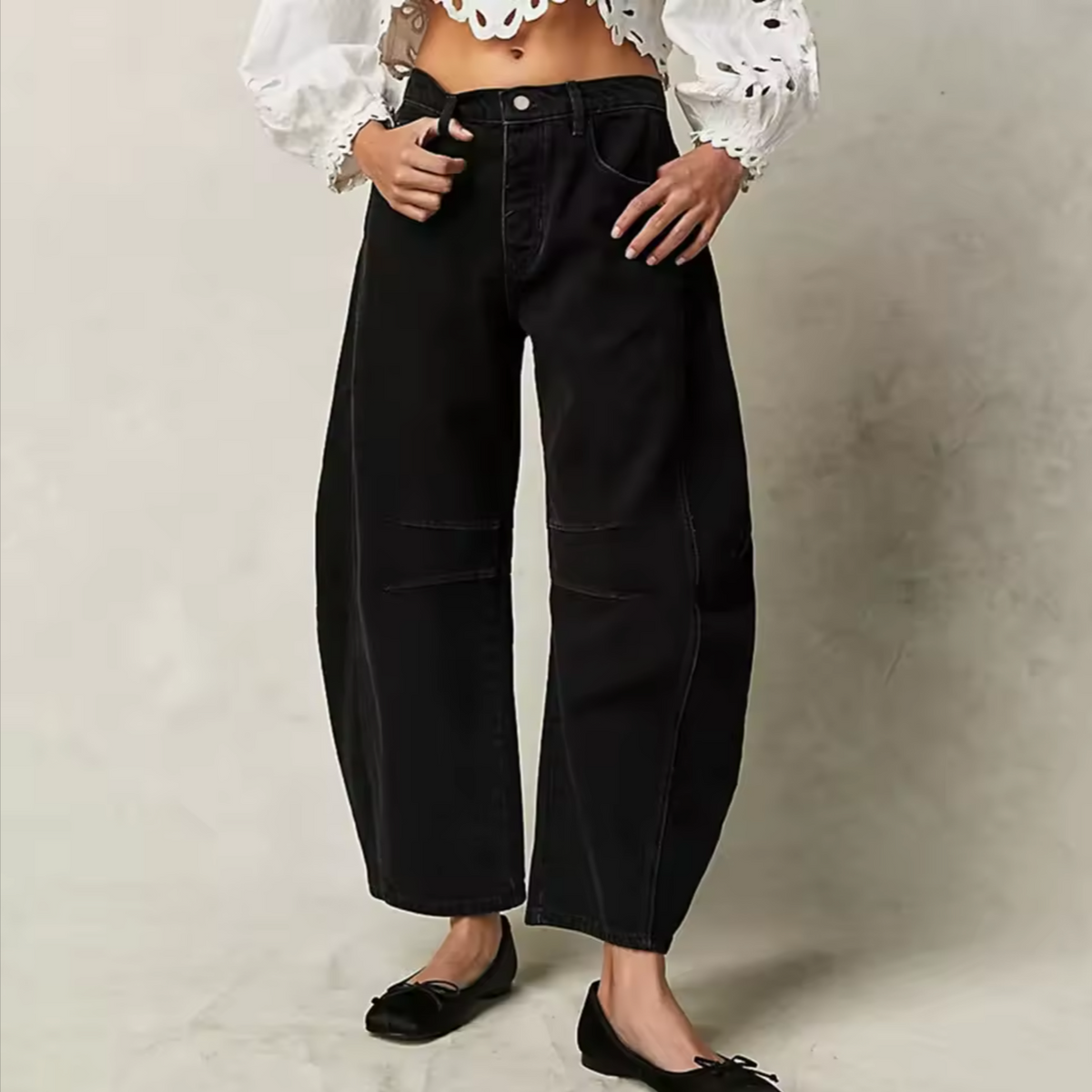 Damen Barrel-Leg-Jeans mit weitem Bein