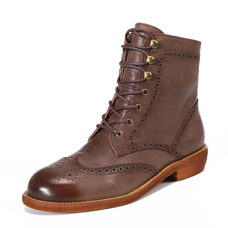 Damen Brogue-Schnürstiefeletten mit spitzer Zehenpartie