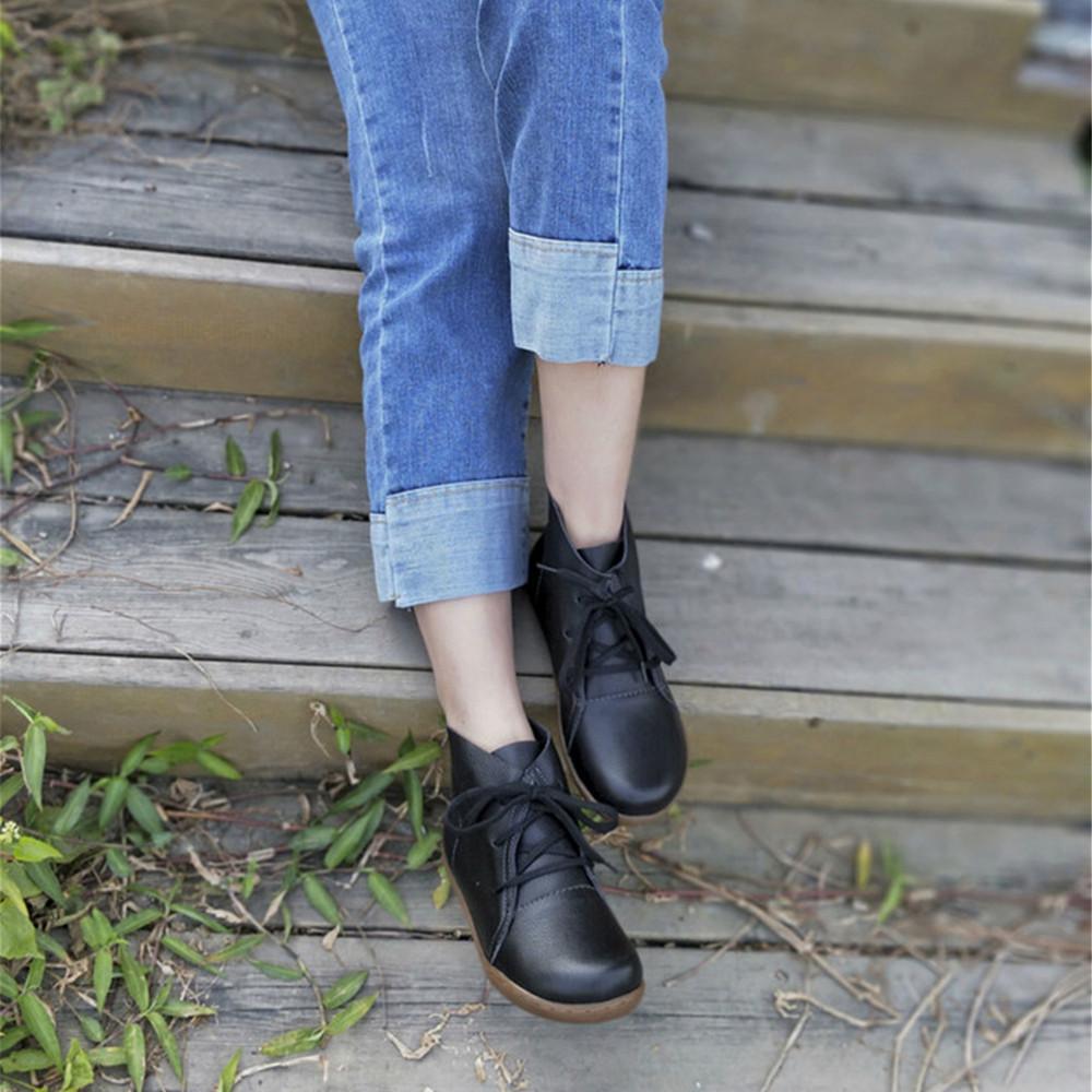 Damen Schnürstiefeletten mit Rundkappe im Retro-Stil