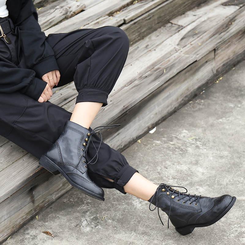 Damen Brogue-Schnürstiefeletten mit spitzer Zehenpartie