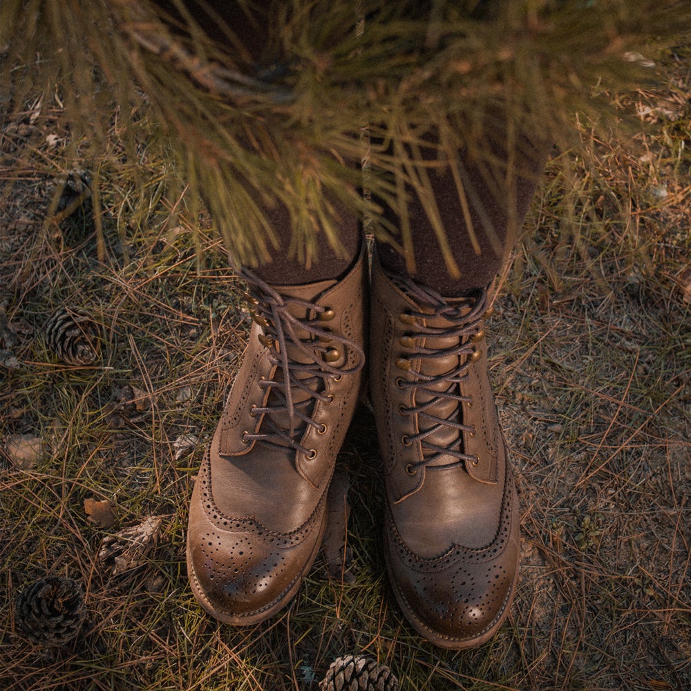 Damen Brogue-Schnürstiefeletten mit spitzer Zehenpartie