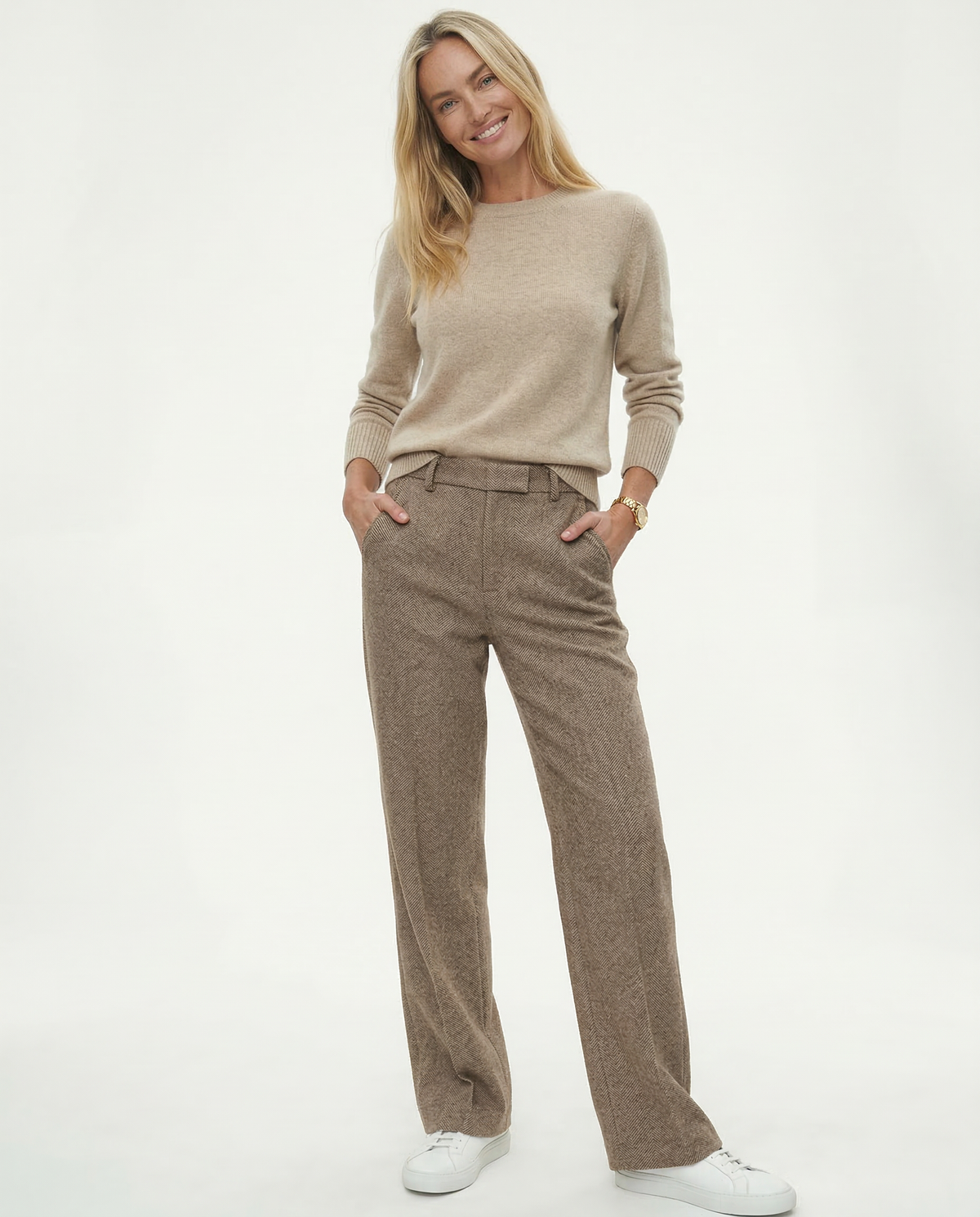 Damen Wollmix-Hose mit hohem Bund