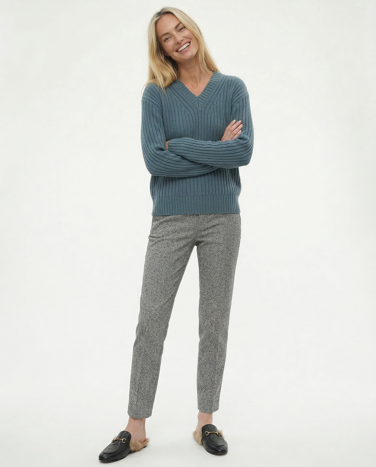 Damen Wollmix-Hose mit hohem Bund