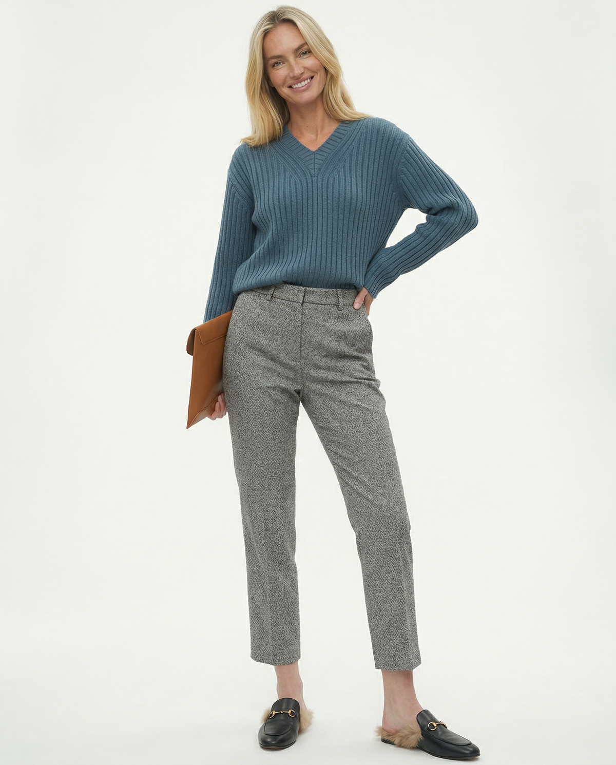 Damen Wollmix-Hose mit hohem Bund