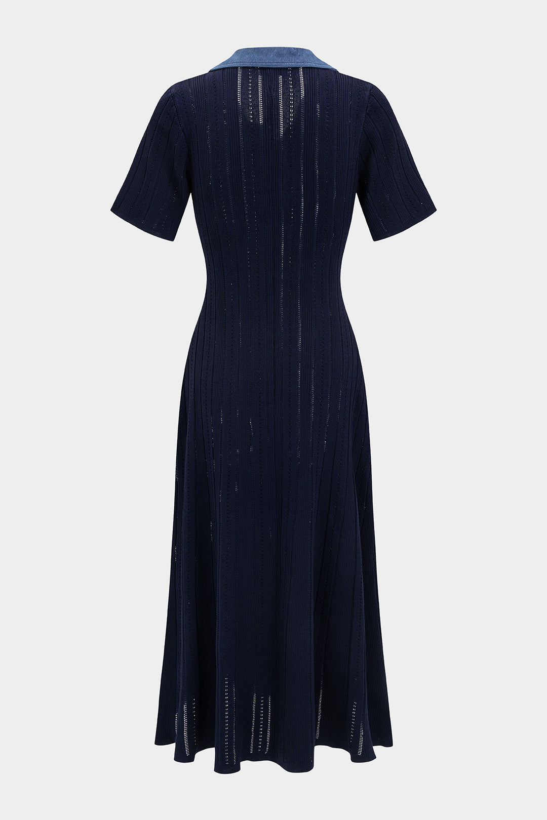 Damen figurbetontes Maxikleid mit Knopfleiste und Umlegekragen