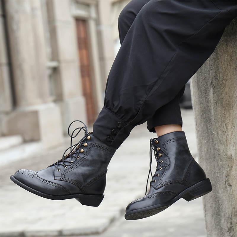 Damen Brogue-Schnürstiefeletten mit spitzer Zehenpartie
