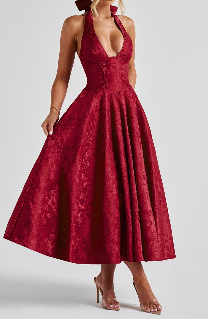 Damen Midikleid Trägerkleid Drapiert Beinschlitz