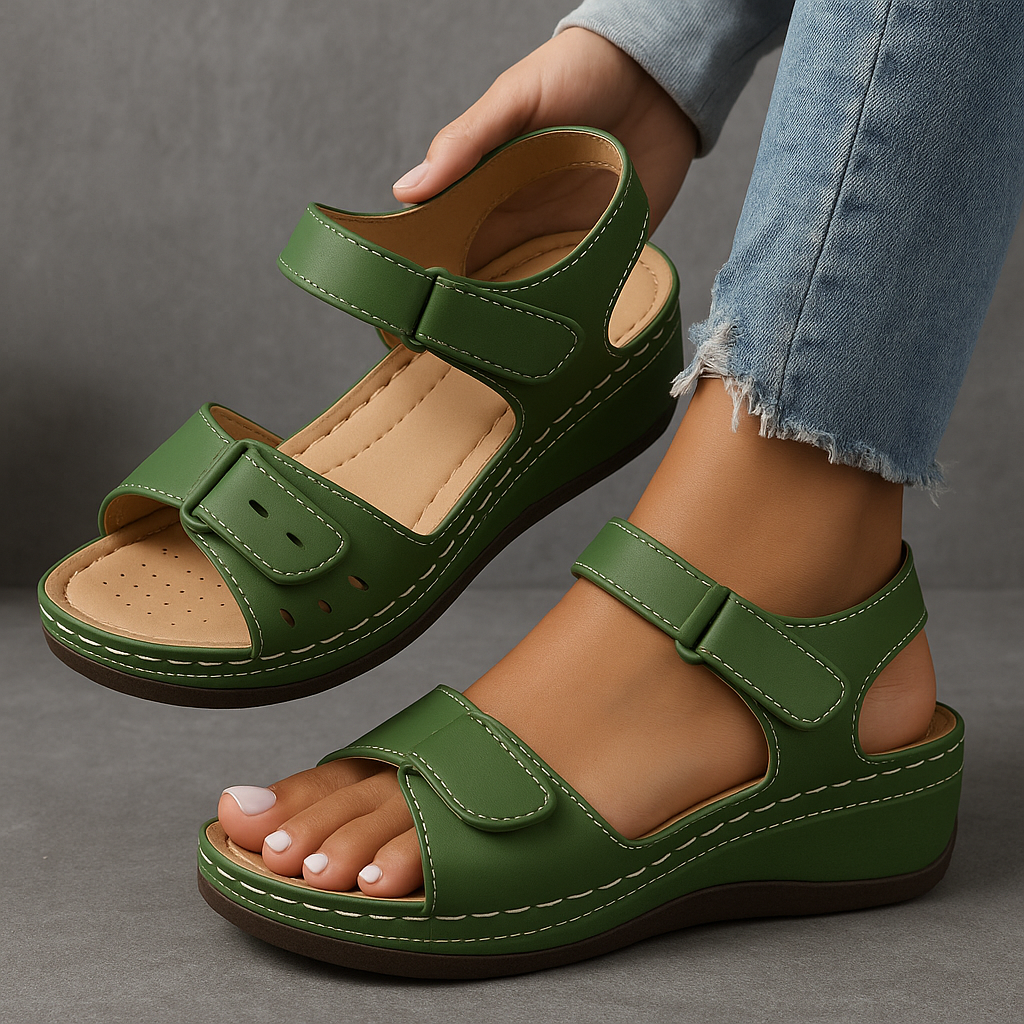 Damen orthopädische Ledersandalen mit Fußbett