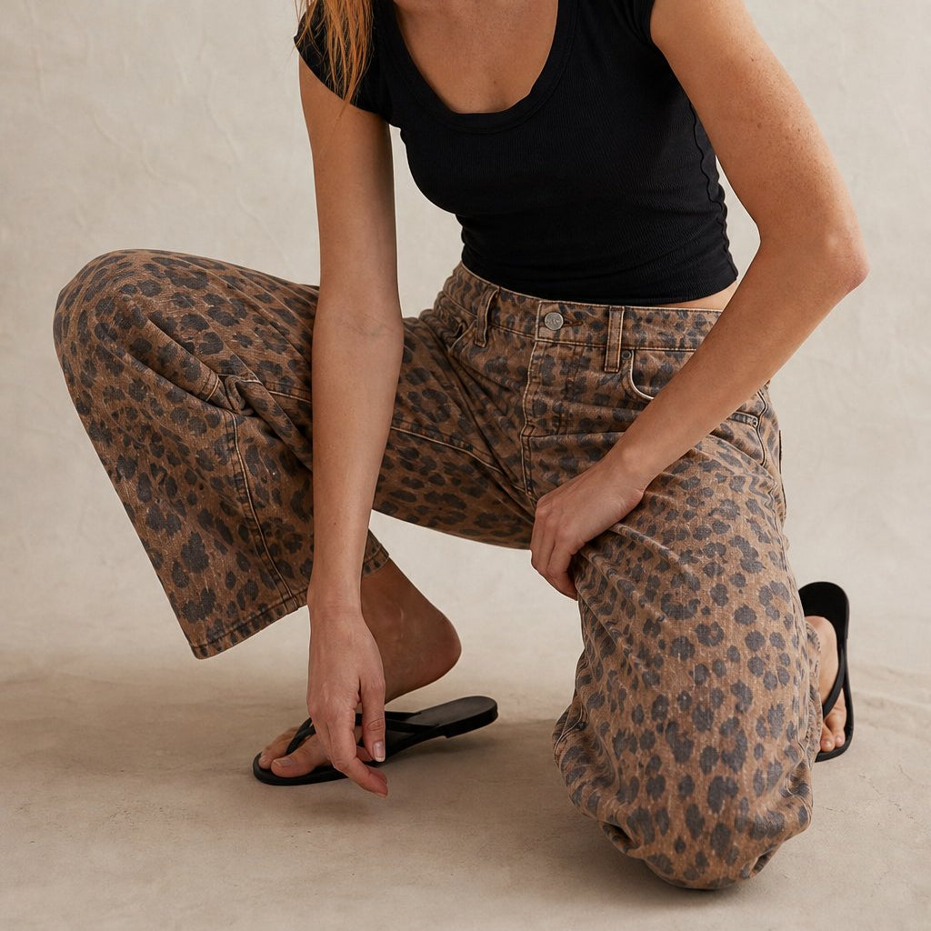 Damen Barrel-Leg-Jeans mit weitem Bein