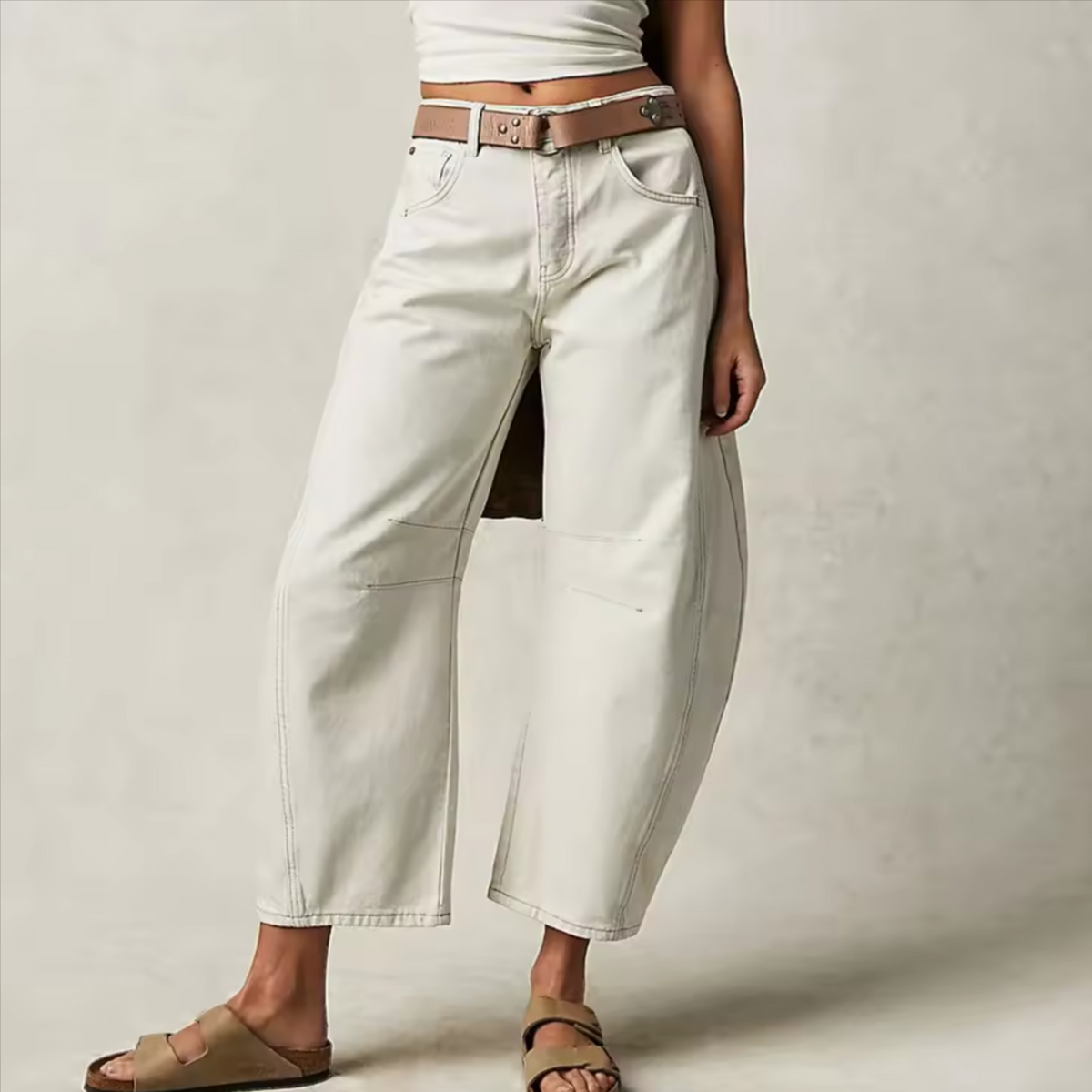 Damen Barrel-Leg-Jeans mit weitem Bein