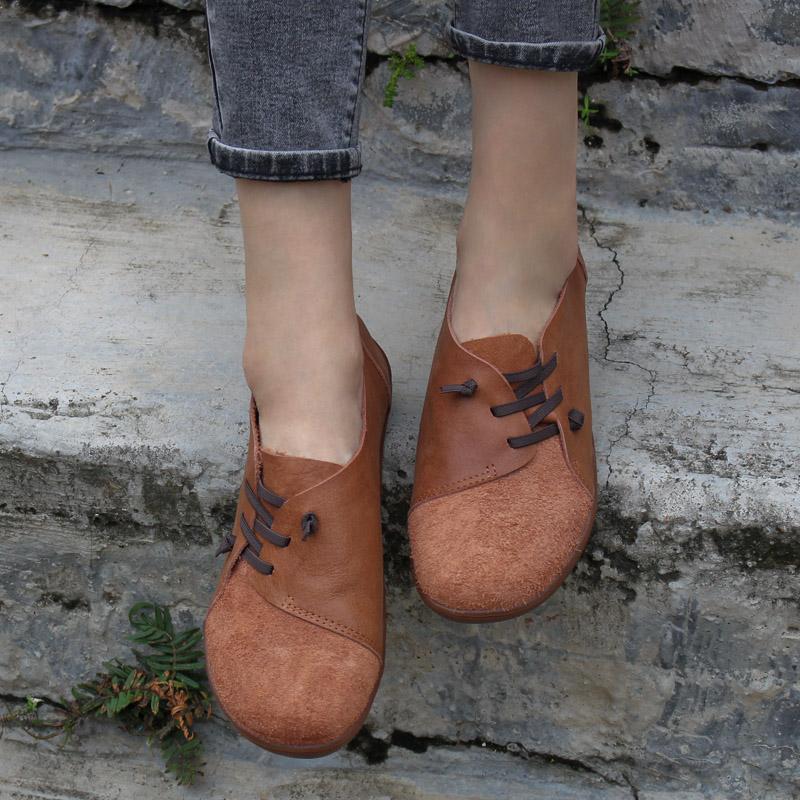 Damen Slip-on-Loafer mit Kontrastnähten und seitlicher Schnürung