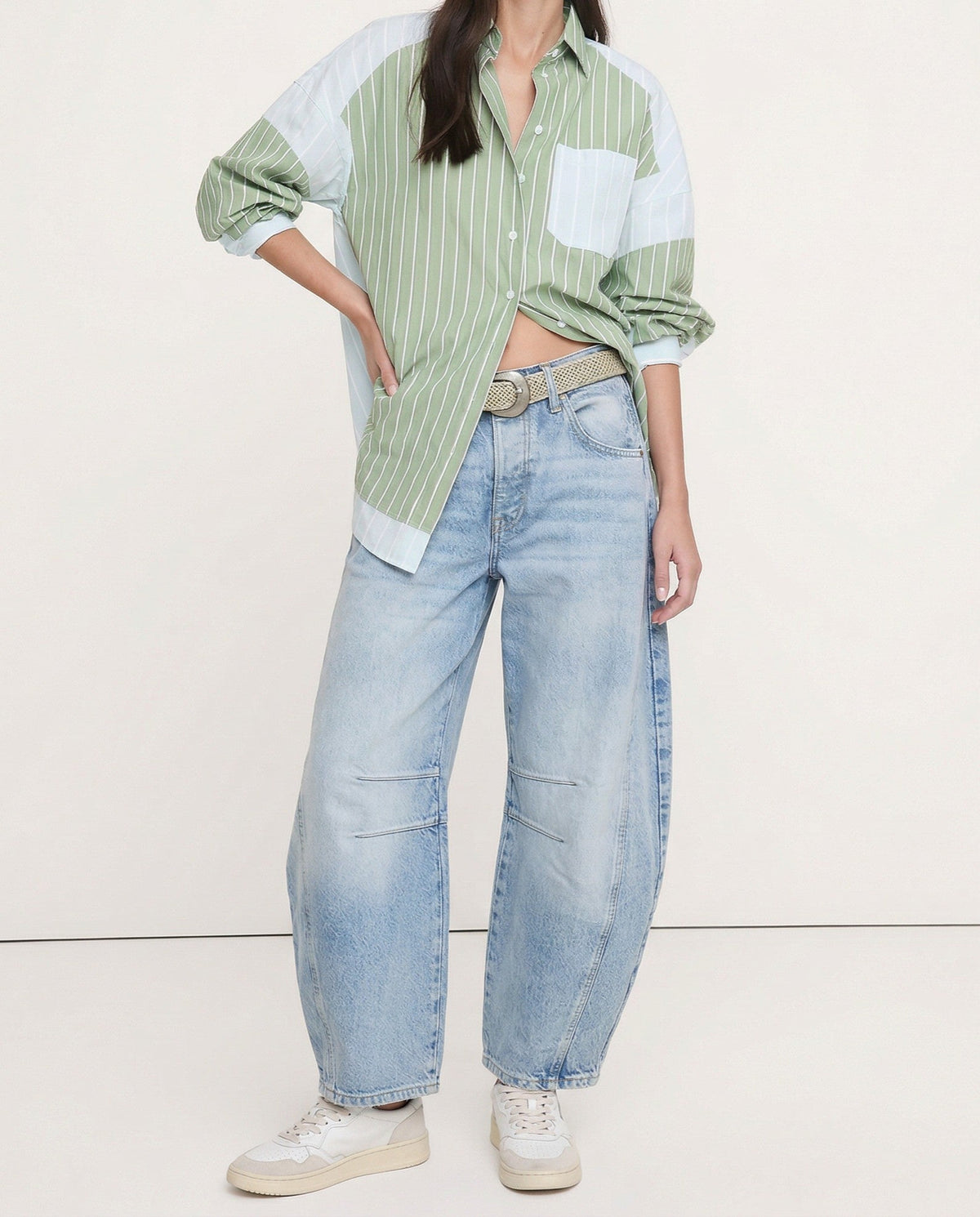Damen Barrel-Leg-Jeans mit weitem Bein